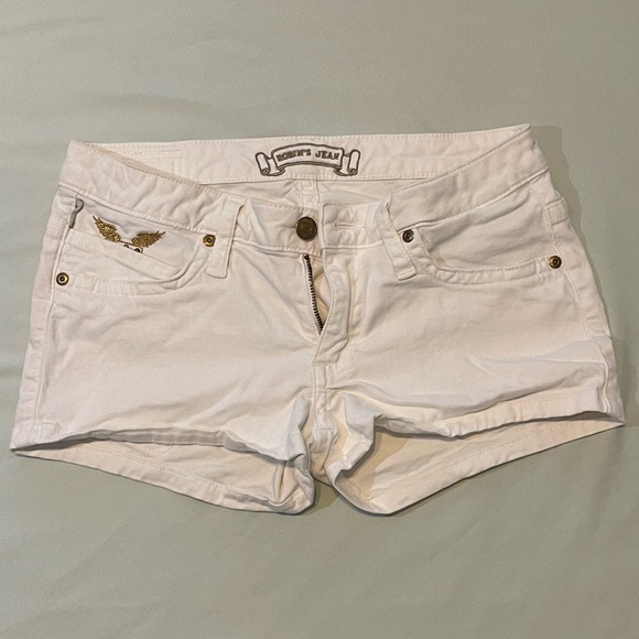 Y2K Vintage White Low-Rise Robin’s Jean Shorts - Picture 2 of 4